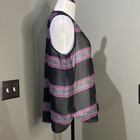 NWT American Eagle Sheer Sleeveless Striped Blouse - Picture 4 of 8